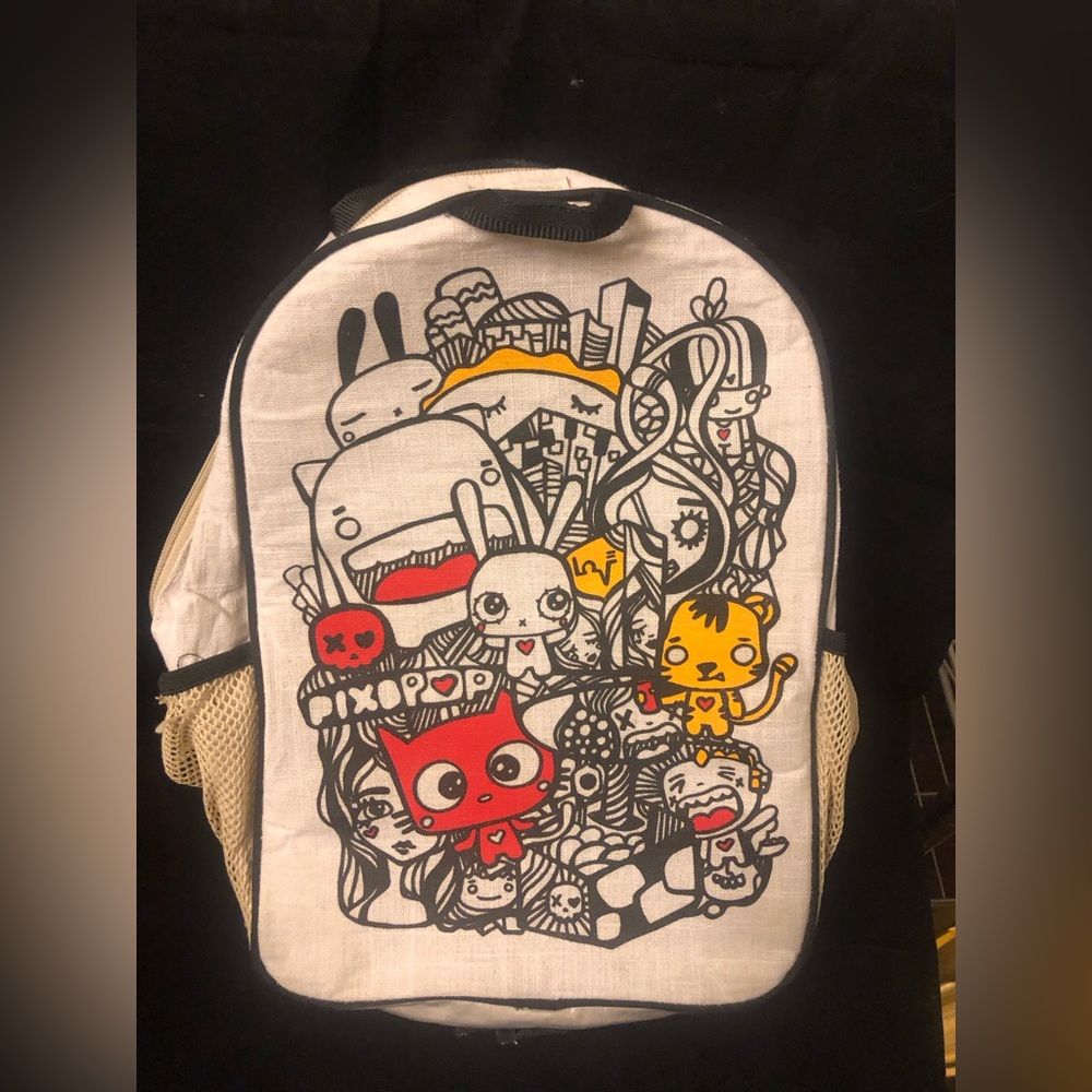 Soyoung  Pixopop Pishi and Friends Raw Linen Backpack